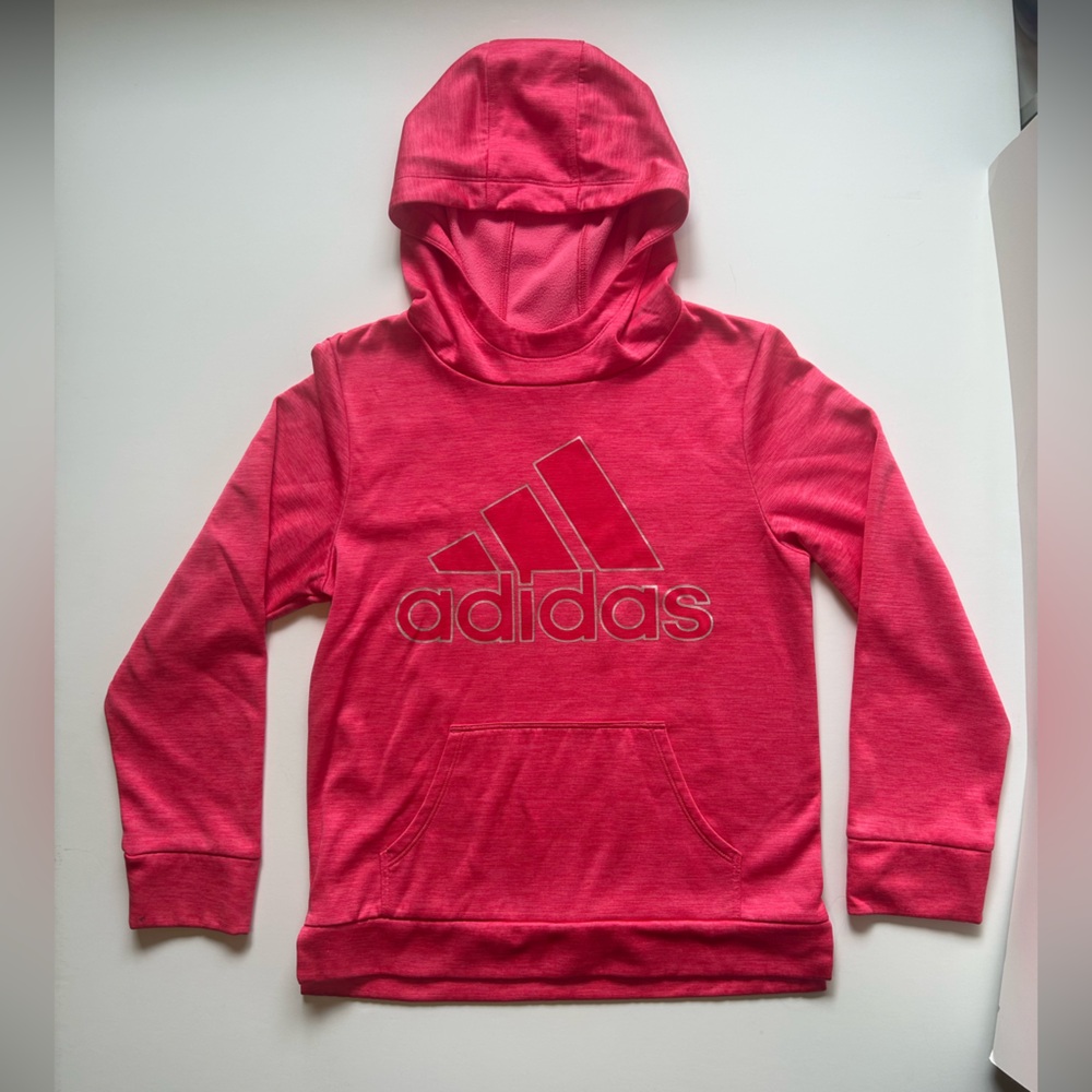Adidas Kids Bright Pink Hoodie - Sz Lg (14)